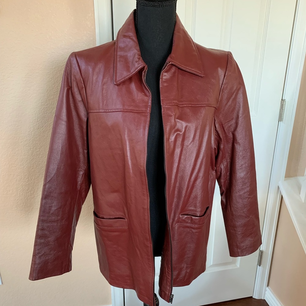 Burgundy Red Leather jacket